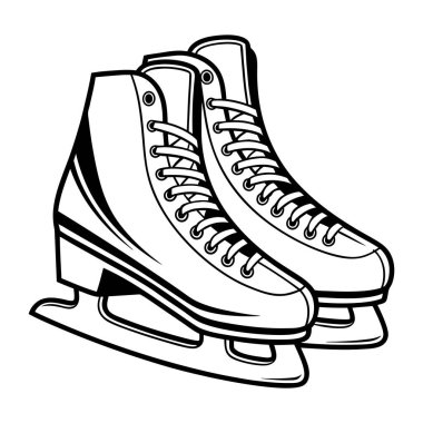 Beyaz zemin üzerinde siyah beyaz buz patenleri