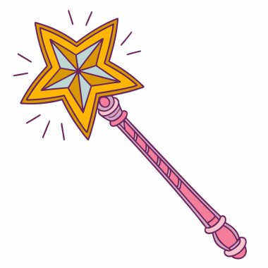 Beyaz arkaplanda sihirli yıldız değneği