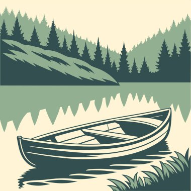 Huzurlu göl manzaralı kayık