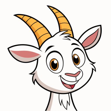 Beyaz arka planda mutlu keçi kafası