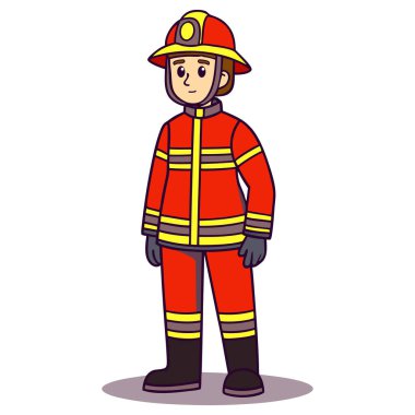 Beyaz arka planda düz stil itfaiyeci
