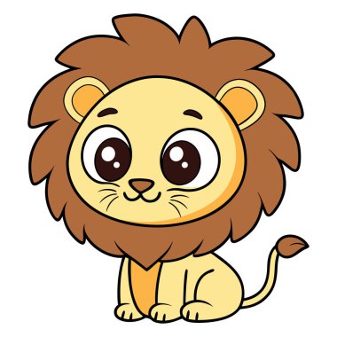 Beyaz arka plan üzerinde sevimli çizgi aslan