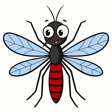 Cartoon happy mosquito isolated on white background