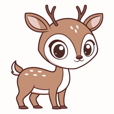 Beyaz arka planda sevimli karikatür geyiği