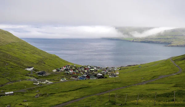 Funningsfjordur Aldeia Paisagem Fiorde Faroese Ilha Eysturoy — Fotografia de Stock