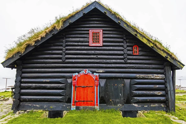Fasáda Tradičního Faerského Dřevěný Dům Kirkjubour Vesnici Faerského Ostrova Streymoy — Stock fotografie