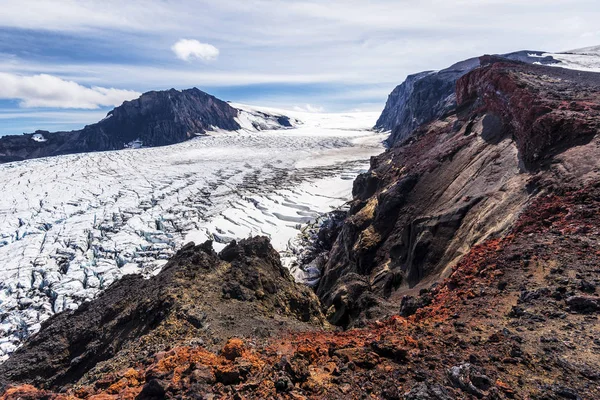 Vulkáni Sziklás Lejtőn Fekvő Glassier Izlandon Vatnajokull Nemzeti Park Kverkfjoll — Stock Fotó