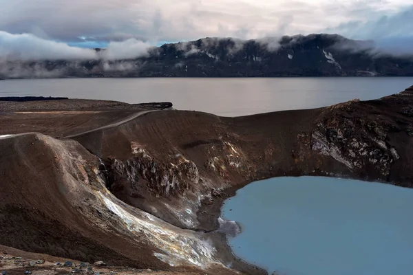 Oskjuvatn Sjön Och Viki Krater Med Geotermisk Sjön Vid Askja — Stockfoto