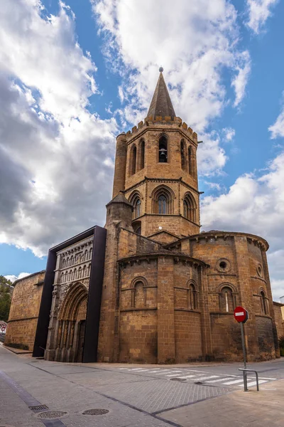 Kilise Santa Maria Real Için Yapılan Şehir Sanguesa Içinde Spanyolca — Stok fotoğraf