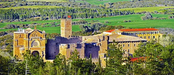 Vista Panorâmica Castelo Javier Complexo Basílico Centro Espiritualidade Jesuítas Navarra — Fotografia de Stock