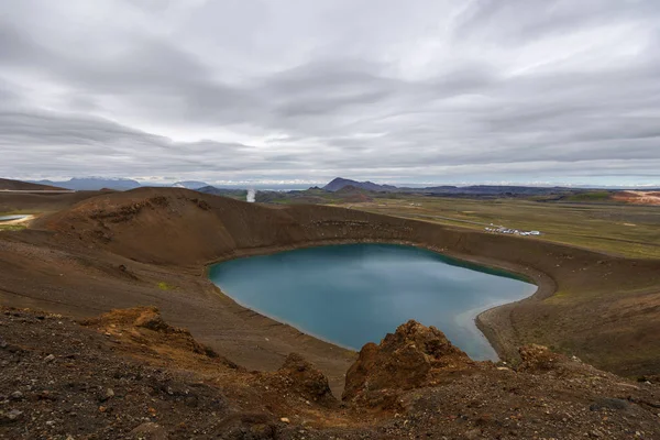 Beskåda Krafla Vulkanisk Krater Och Viti Lake Nordliga Island Myvarn — Stockfoto