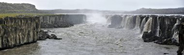 Panoramic view at Selfoss waterfall in Northern Iceland in upstream of Dettifoss.  clipart