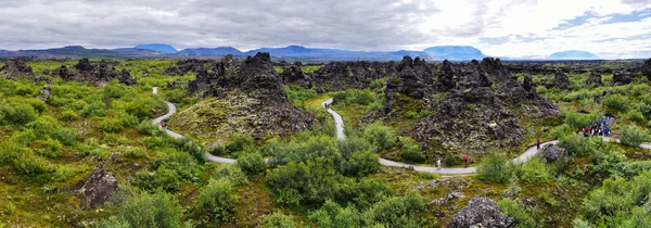 아이슬란드 미타반 동쪽에 보르기르 라바펠트의 지대에서 파노라마 — 스톡 사진