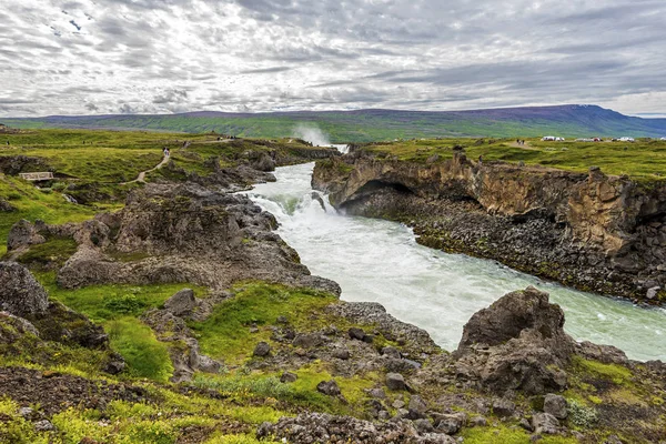 Paisaje Del Río Skjalfandafljot Aguas Abajo Cascada Godafoss Noreste Islandia —  Fotos de Stock