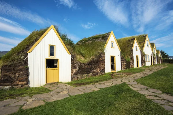 Traditionelle Isländische Torfhäuser Der Glaumbaer Farm Norden Islands Gebäude Bestehen — Stockfoto