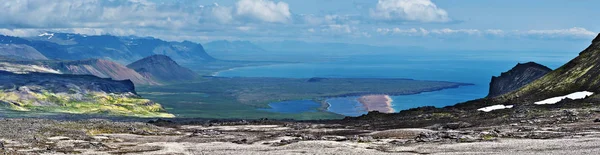 Panoramautsikt på Faxa Bay kusten sedd från Snaefellsjokul — Stockfoto