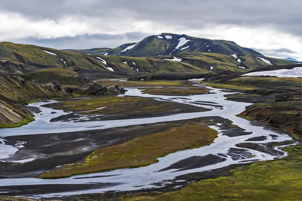 O vale do rio Tungnaa no sul das Terras Altas da Islândia — Fotografia de Stock