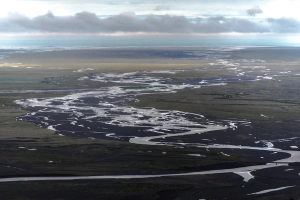 The course of Skaftafellsa glacial river viewed from  Skaftafell