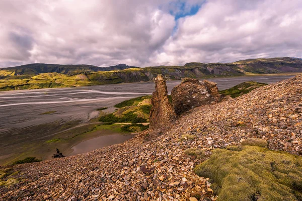 Vale do rio Jokulsa I Loni visto para Lonsoraefi natural — Fotografia de Stock