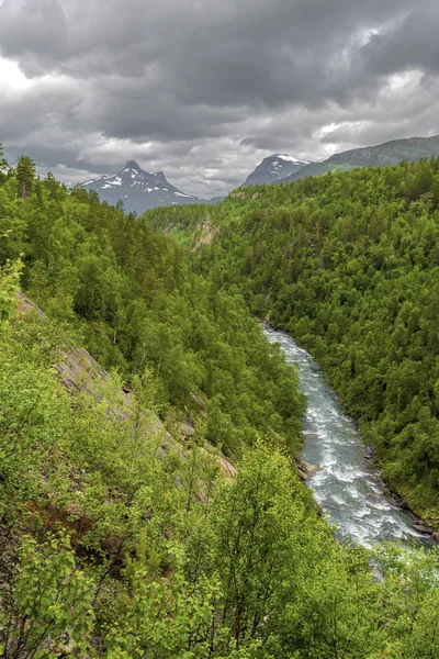 The mainstream of Graddiselva river in Norwegian Nordland as see — Stock Photo, Image