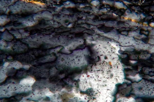 Тонкое сечение кварцевых кристаллов под микроскопом — стоковое фото
