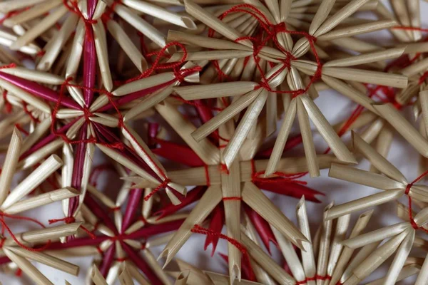 Szalma csillagok karácsonyra dekoráció — Stock Fotó