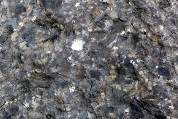 Superficie del agua de un río claro de montaña con piedras . — Foto de Stock