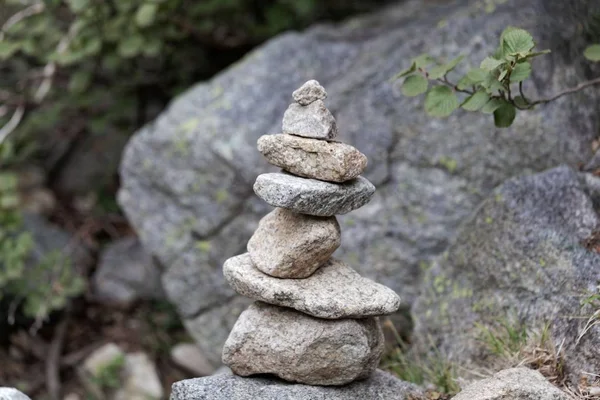 Cairn made of grey granite stones. — Stock Photo, Image