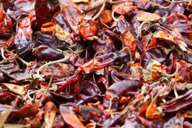 Hava kurutma için hazırlanan kırmızı biber meyveleri