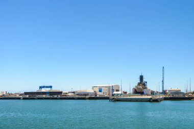 Adelaide, Avustralya - 16 Ocak 2015: Yapım aşamasında Dock bağlantı noktası Adelaide Avustralya denizaltısı Corporation (Asc) Hava Harp destroyer