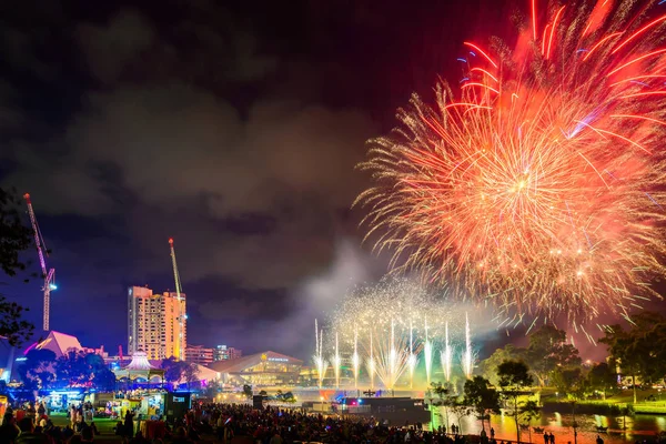 Adelaide Australia Gennaio 2019 Australia Festa Del Giorno Con Fuochi — Foto Stock