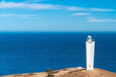 Cape Jervis deniz feneri uyanık, Fleurieu Yarımadası, Güney Avustralya görüntülendi