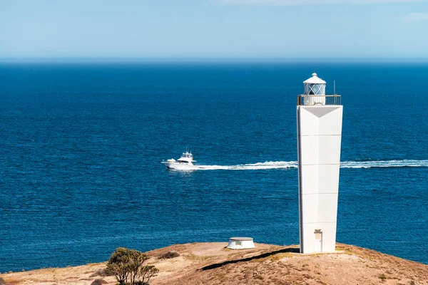Cape Jervis Lighthouse and boat — Stock Image Cape Jervis Lighthouse and boat Royalty Free Stock Images
