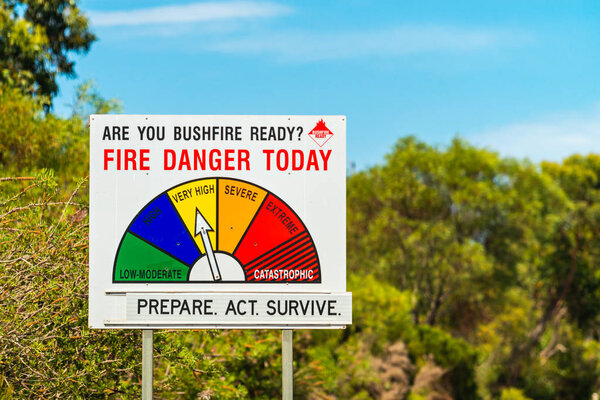 Fire Danger Status and bush fire ready sign 