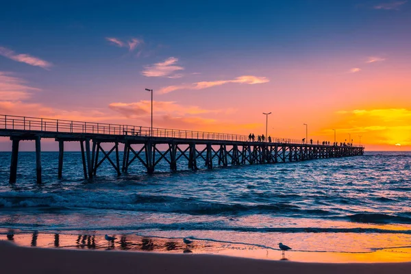 Pitoresk gün batımında Port Noarlunga iskelesi — Stok fotoğraf