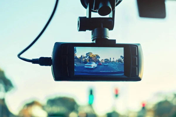 Samochód deska rozdzielcza kamera w akcji — Zdjęcie stockowe