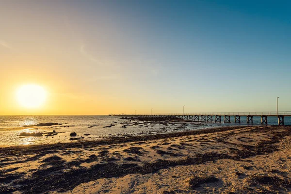 Moonta Bay Litorale Con Pontile Tramonto Penisola Yorke Australia Meridionale — Foto Stock