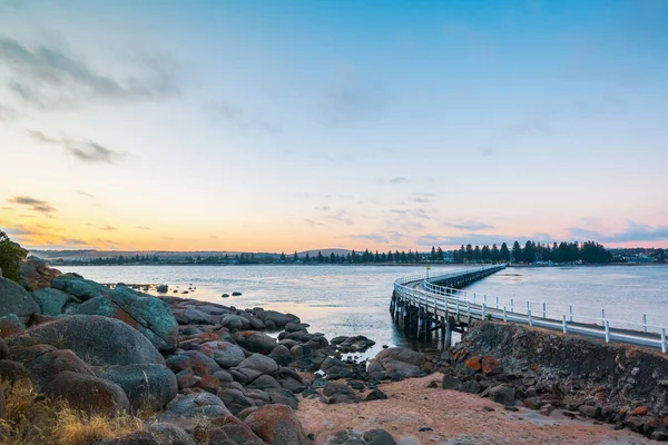 Victor Harbor Causeway Dusk Granite Island South Australia — Stock Photo, Image