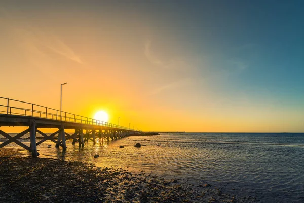 Moonta Bay Litorale Con Pontile Tramonto Penisola Yorke Australia Meridionale — Foto Stock