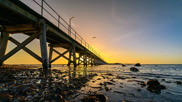 Moonta Bay Litorale Con Pontile Tramonto Penisola Yorke Australia Meridionale — Foto Stock