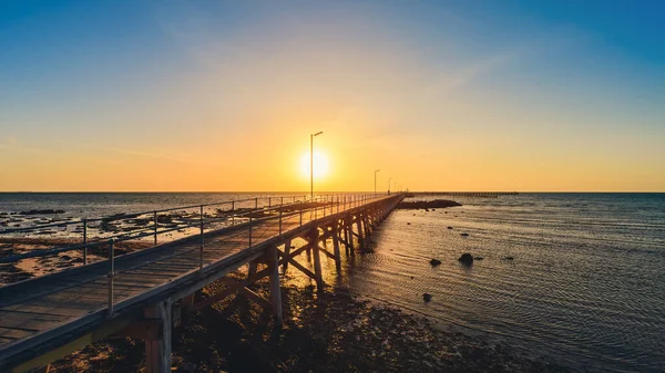 Ikoniska Moonta Bay Brygga Vid Solnedgången Yorke Halvön South Australia — Stockfoto