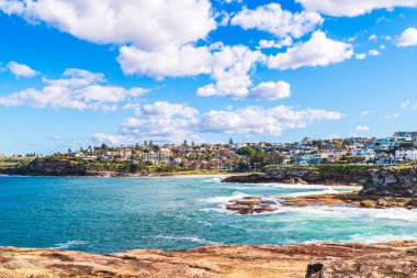 Tamarama yürüyüş yolundan, Bondi 'den Coogee Walk' a, Sydney, Avustralya manzaralı kıyı manzarası