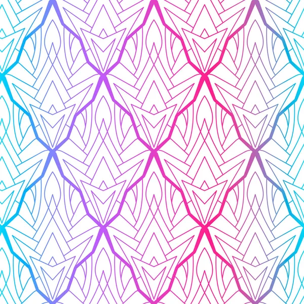 Neon Lines White Background Rhombic Iridescent Ornament Seamless Pattern Textiles — Stock Vector