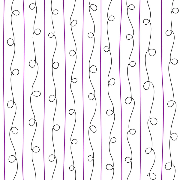 Nahtloses Muster von Linien und Locken von Hand gezeichnet. — Stockvektor