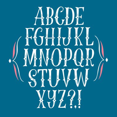 Elle çizilmiş vintage vektör harfler. Tasarımınız için güzel dekoratif yazı tipi.