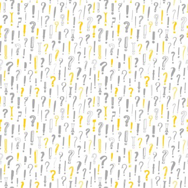 Elle çizilmiş soru ve ünlem işareti desen. Tasarımınız için arka plan doodle