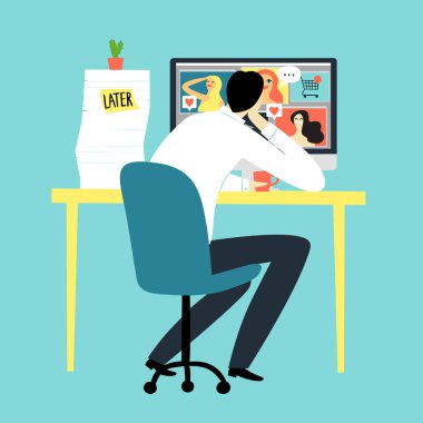Adam izlerken kız ve video ofiste çalışmak yerine.