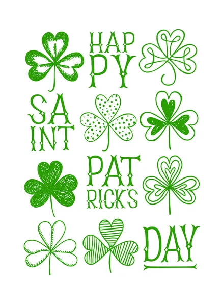 St. Patrick's day poster with doodle shamrocks. — Stock Vector