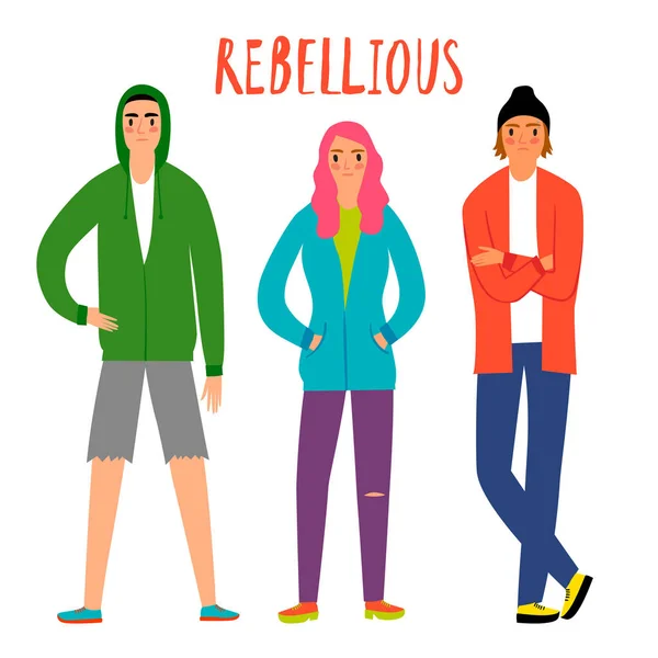 Ensemble de dessin animé pour adolescents rebelles . — Image vectorielle