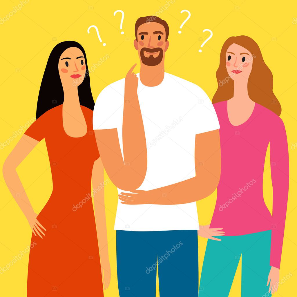 Love triangle and relationship issues illustration